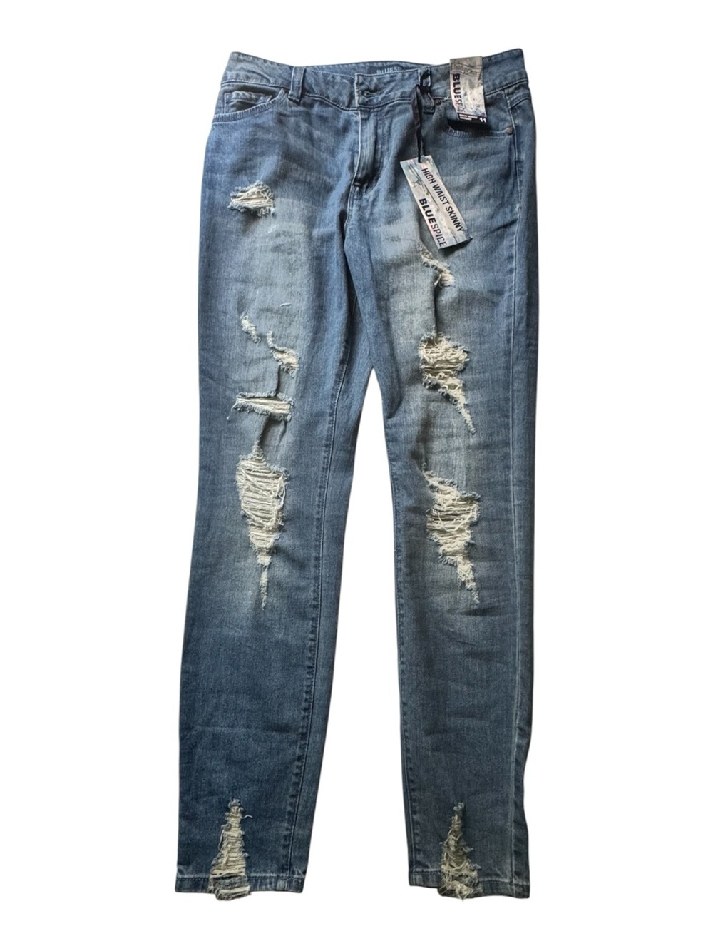 Blue Spice Women's High Waist Skinny Ripped Blue Jeans Sz 11